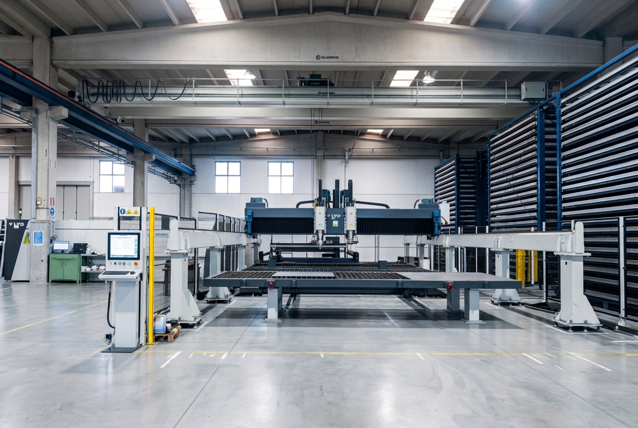 Linea di taglio laser automatizzata nell'officina Costa Rodolfo